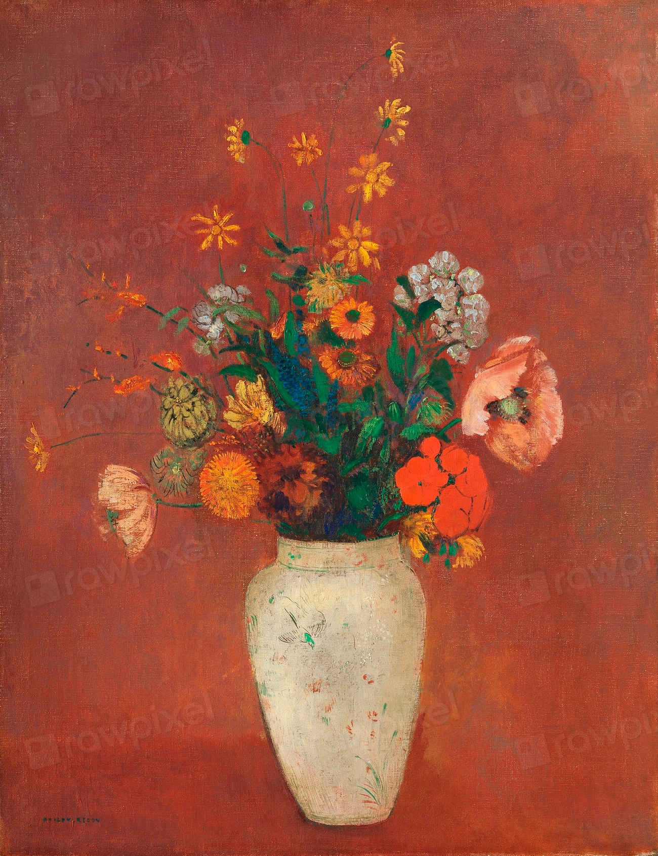 Bouquet Chinese Vase (1912—1914) Odilon | Free Photo Illustration ...