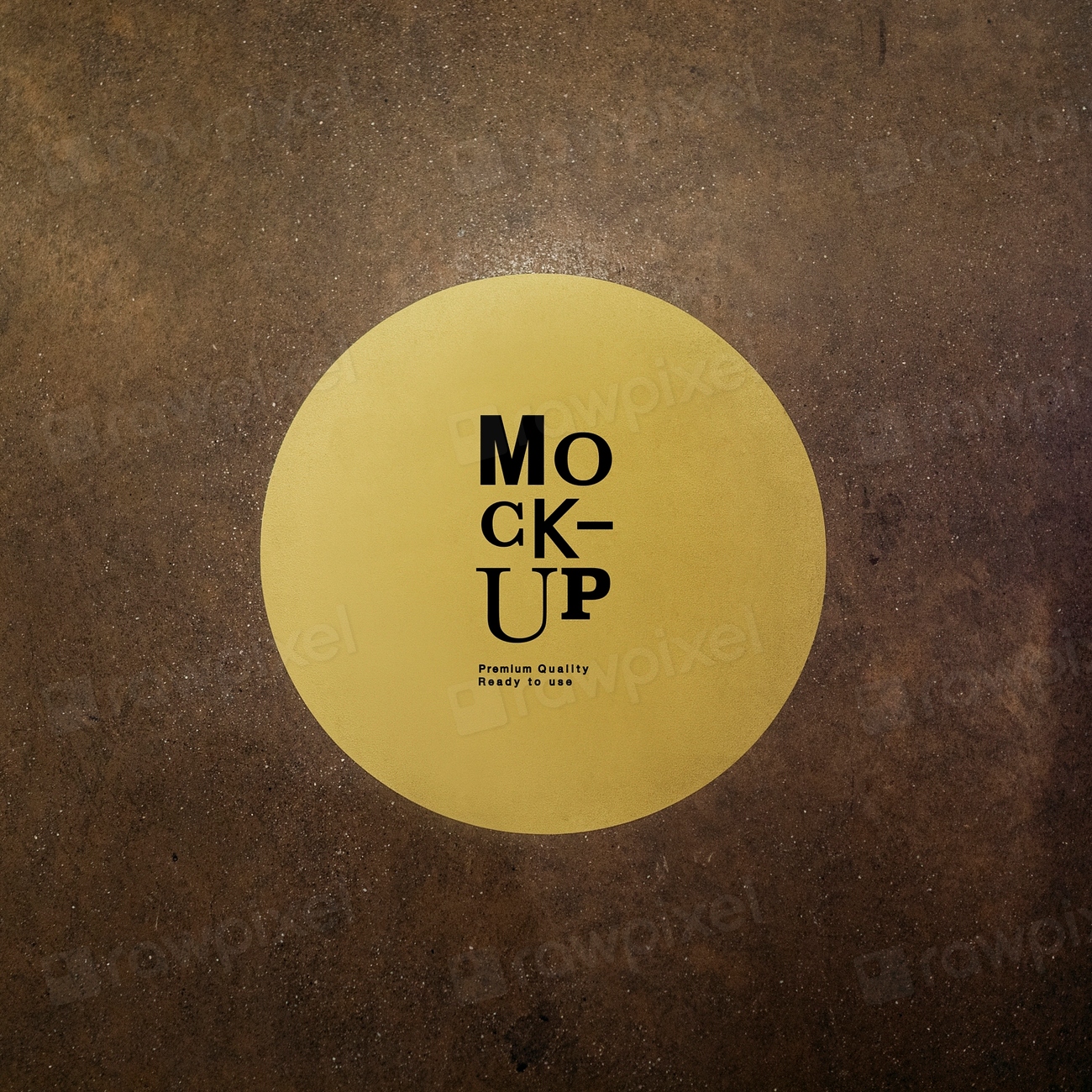 Round yellow sign mockup brown | Premium PSD Mockup - rawpixel