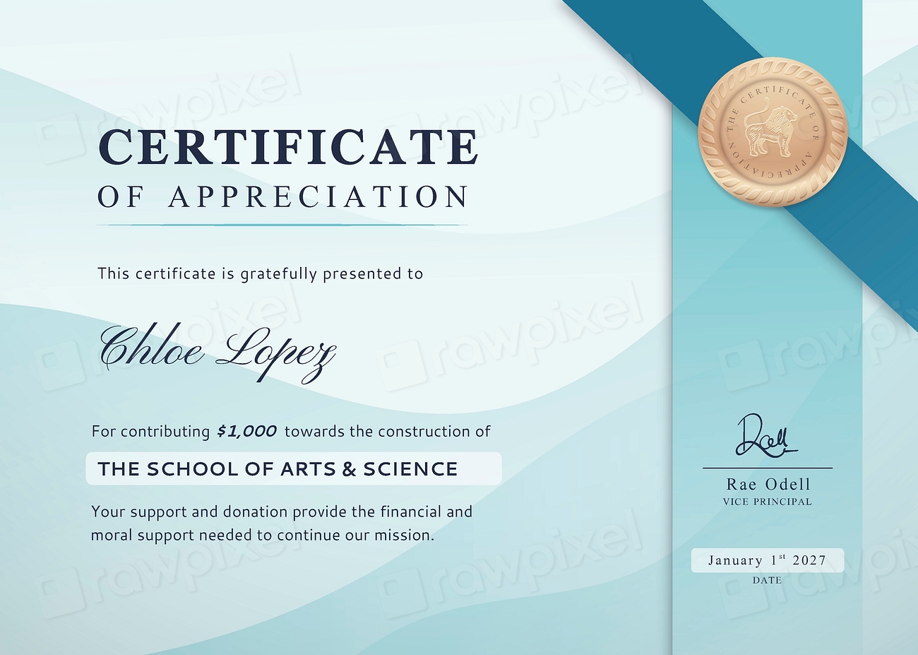 Certificate Appreciation Template Modern Professional Premium PSD 