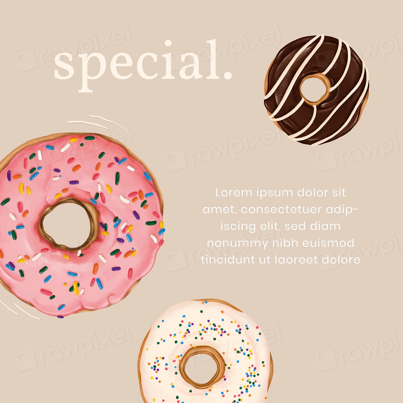 Hand drawn donut Instagram ad | Premium Vector Template - rawpixel