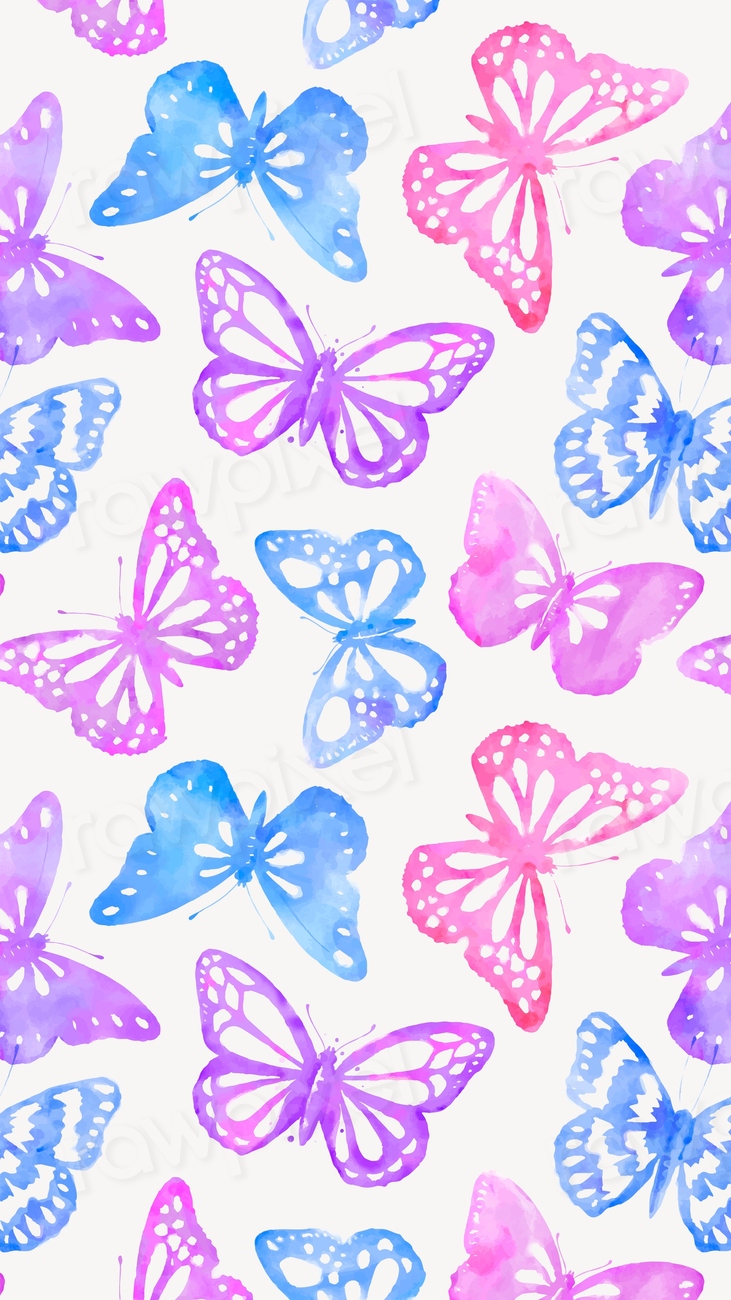Watercolor butterfly iPhone wallpaper pattern | Premium Vector - rawpixel