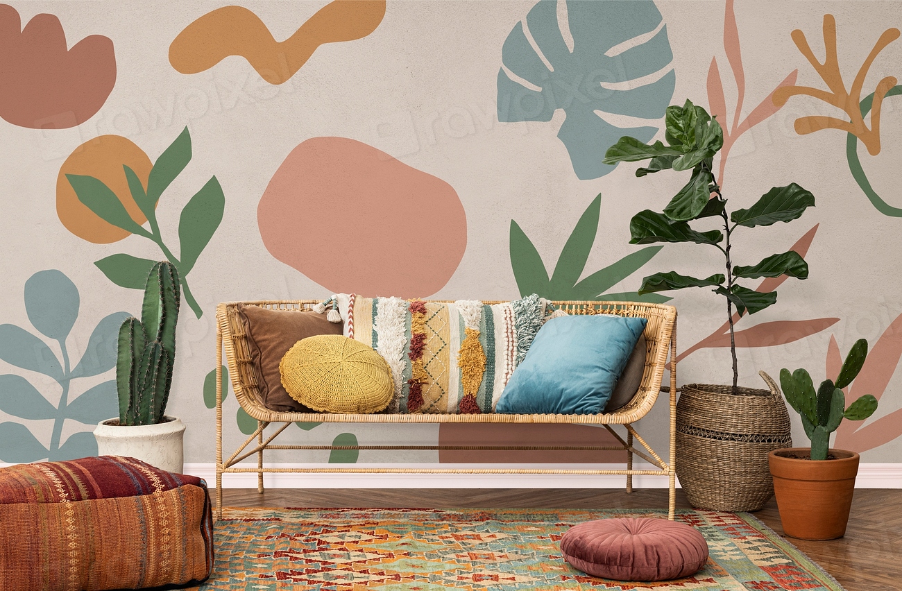 Realistic wall mockup, botanical interior | Premium PSD Mockup - rawpixel
