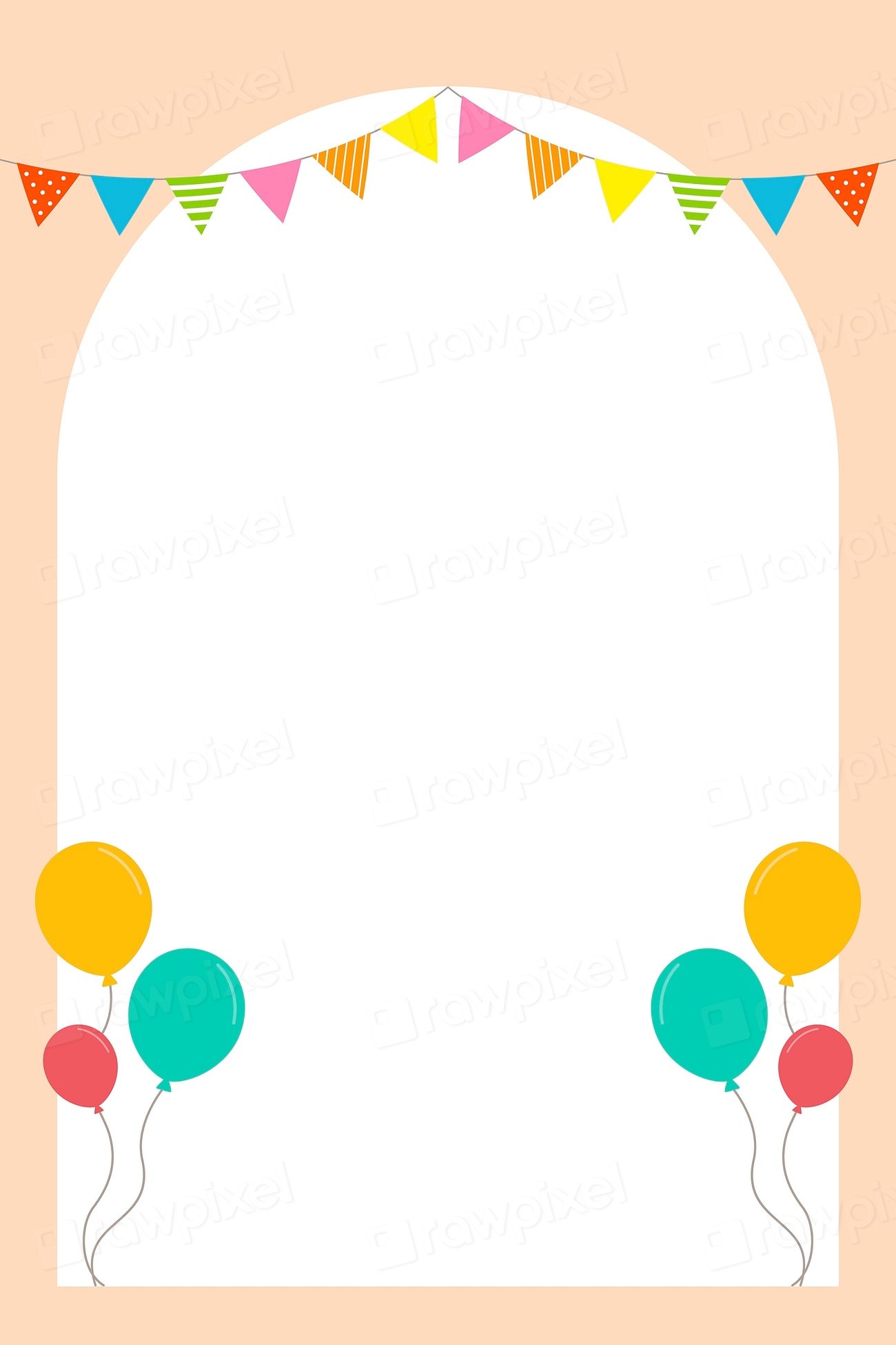 Party flag, balloons, frame background, | Premium Vector - rawpixel