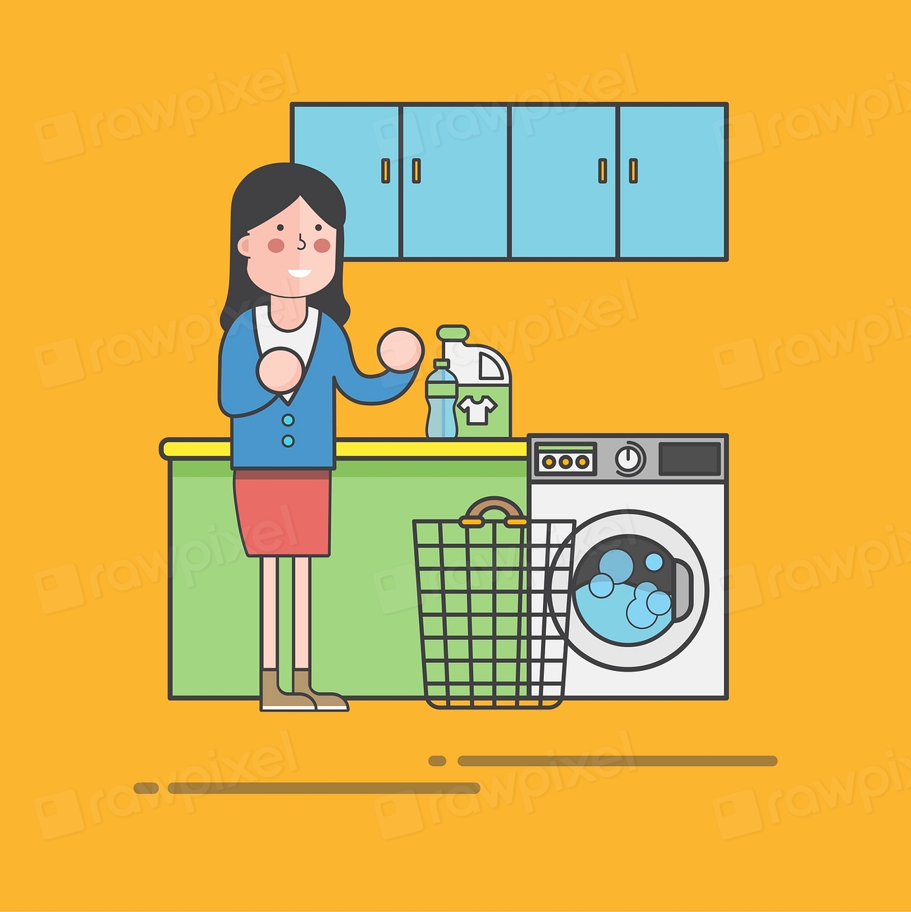 Woman Doing Laundry Vector Premium Vector Illustration Rawpixel 6557