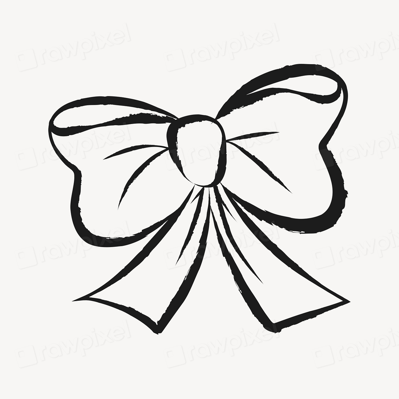 Bow sticker, cute doodle in black | Free PSD Illustration - rawpixel