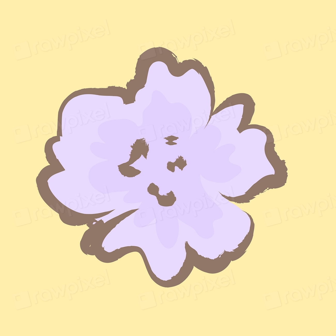 Purple flower sticker, pastel doodle | Premium PSD - rawpixel