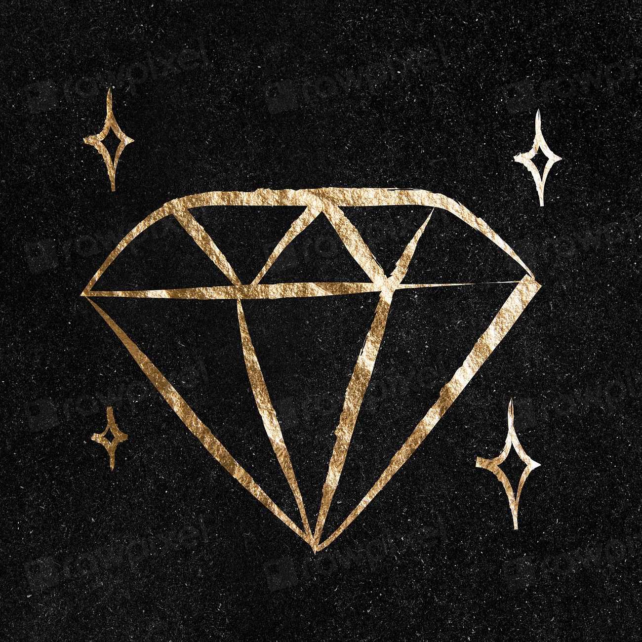 Diamond sticker, gold aesthetic illustration Free PSD Illustration