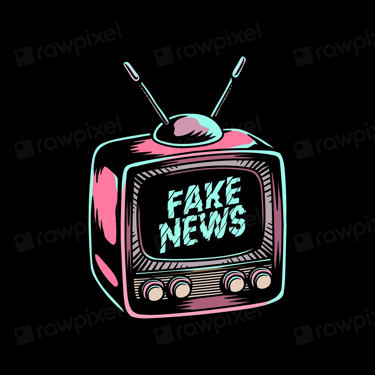 Fake news old school tv Premium Vector Illustration rawpixel