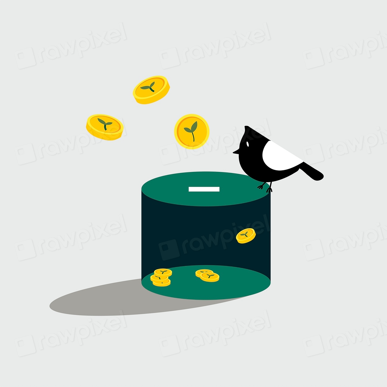 Bird standing on the donation Free Vector Illustration rawpixel