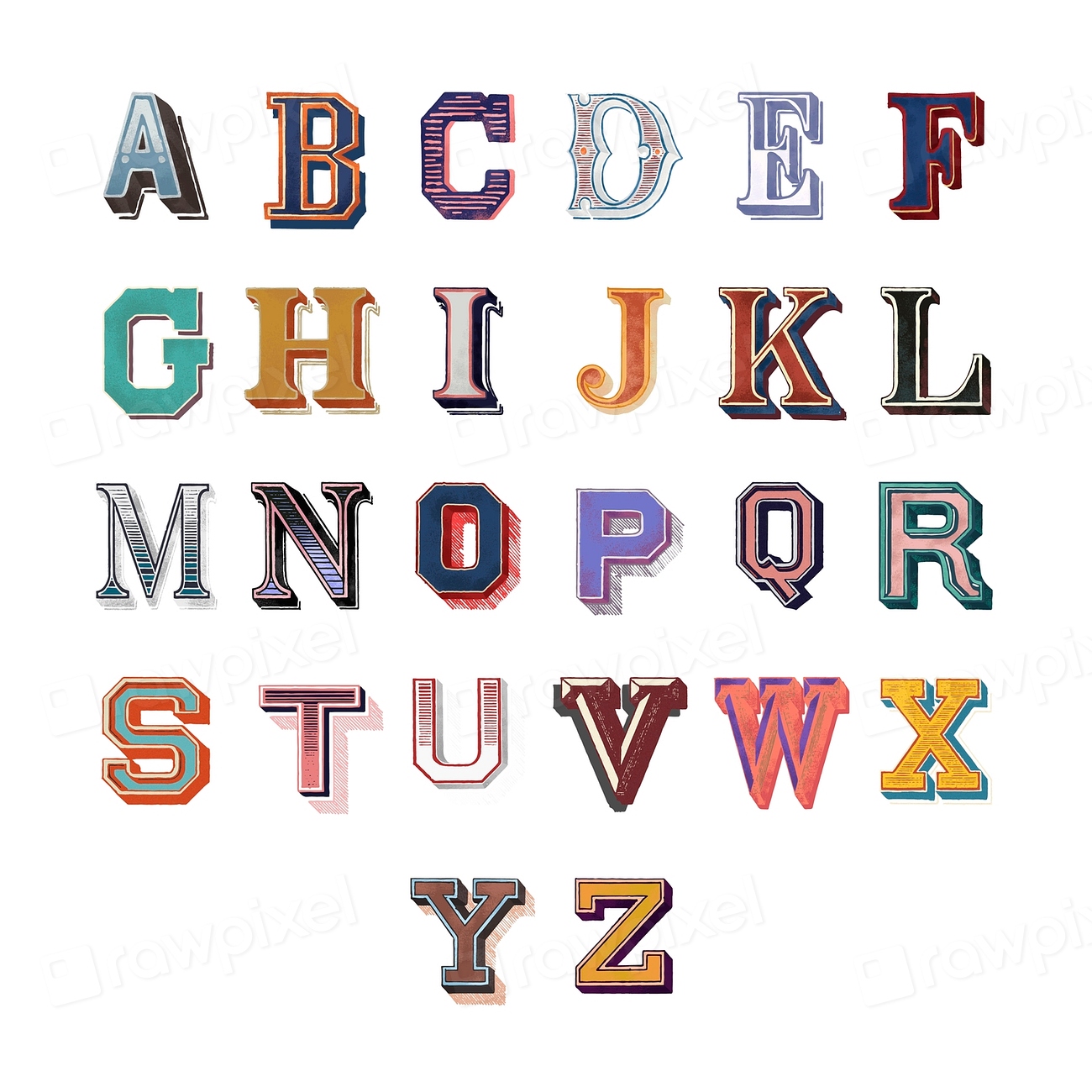 Alphabet set capital vintage letters | Premium Vector - rawpixel