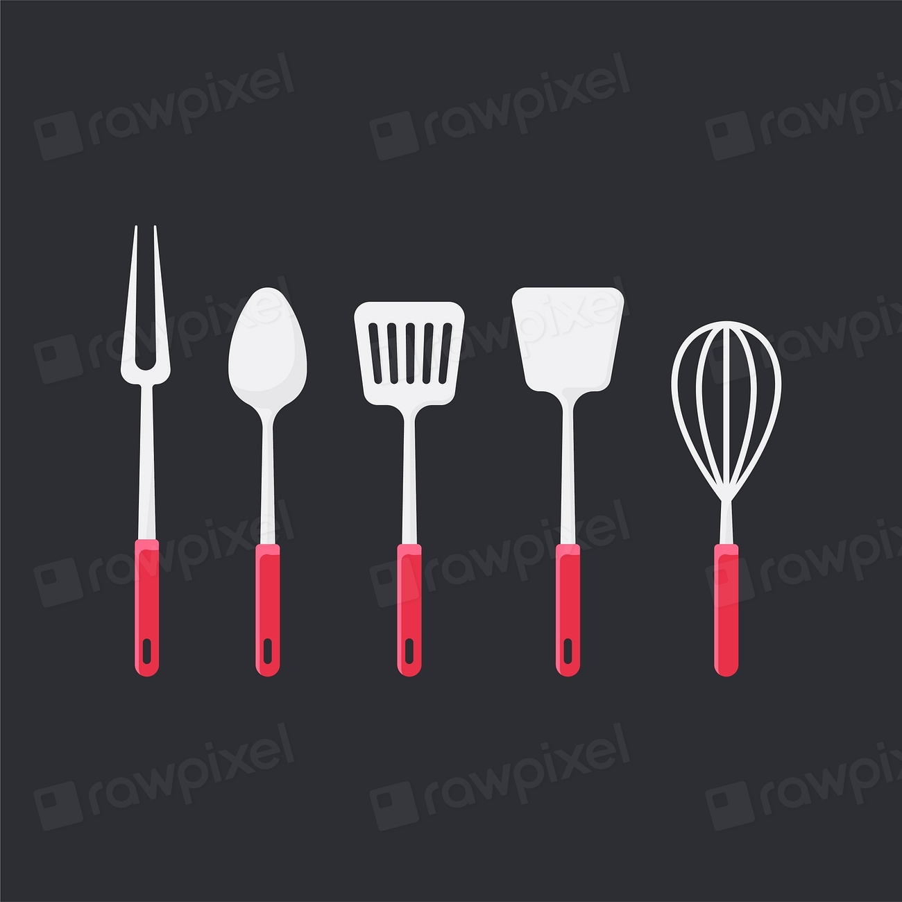 Cooking utensils set vector illustration Free Vector rawpixel