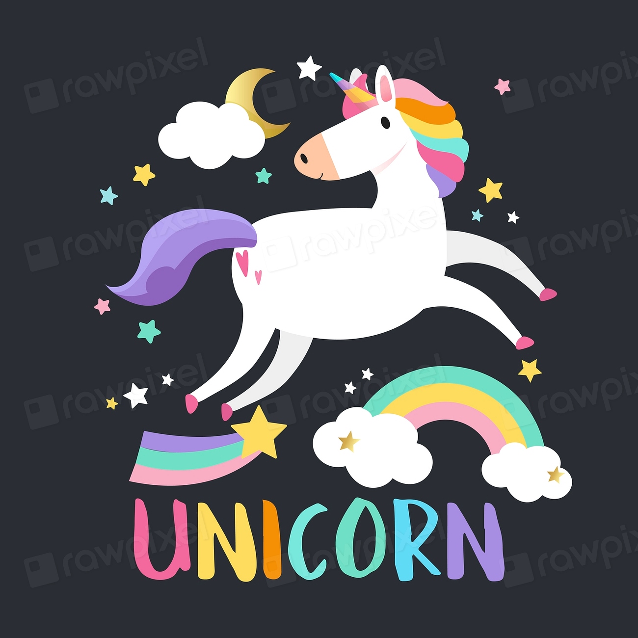 Unicorn with magical elements vector | Premium Vector - rawpixel