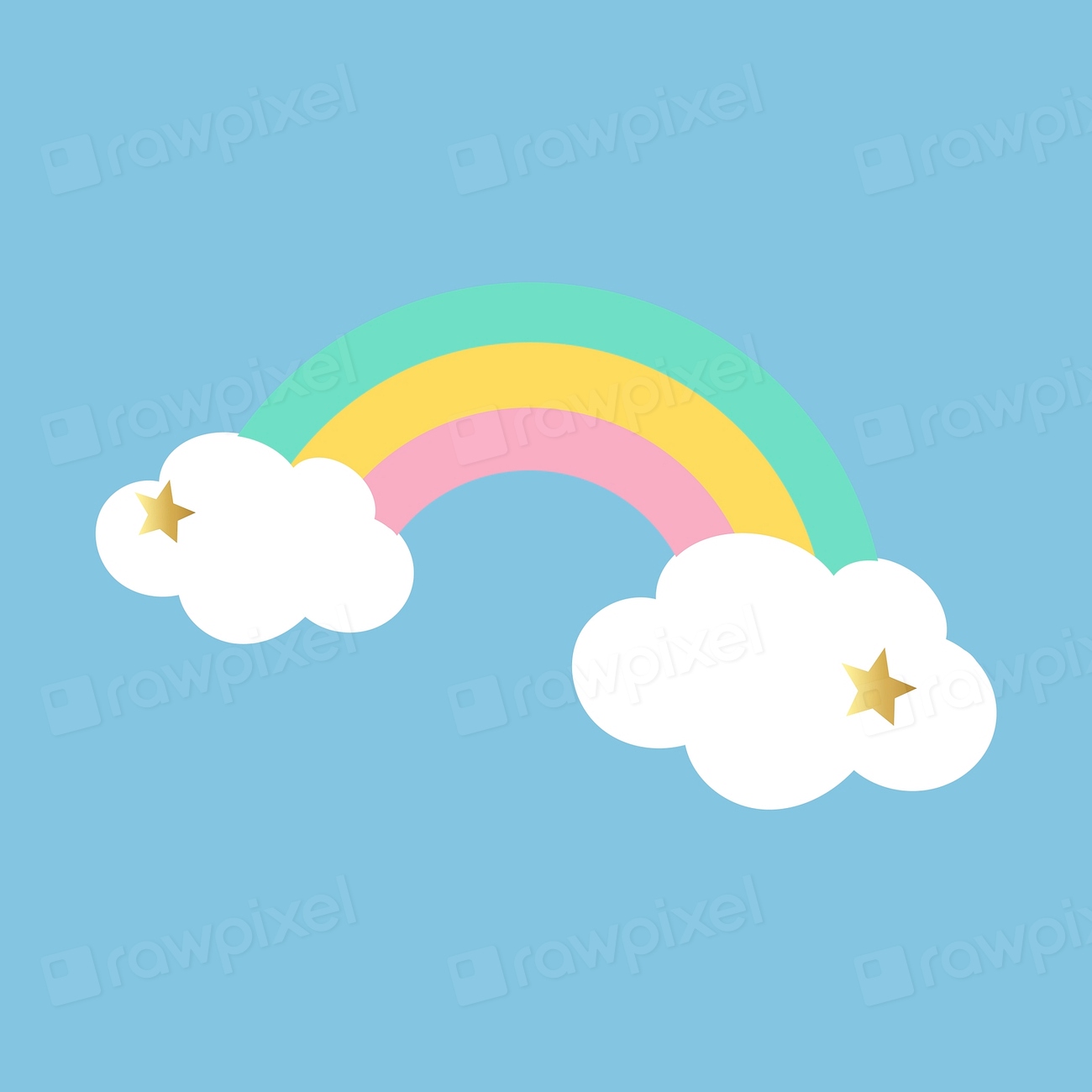 Rainbow on clouds magical vector | Free Vector - rawpixel