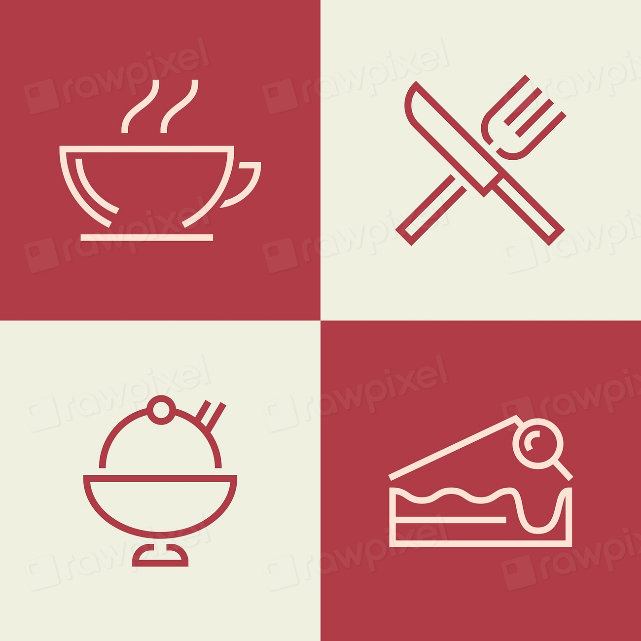 Set Of Restaurant Icon Vectors Free Vector Rawpixel