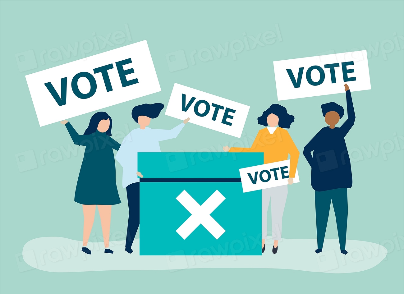 Character Illustration Of People With Vote 