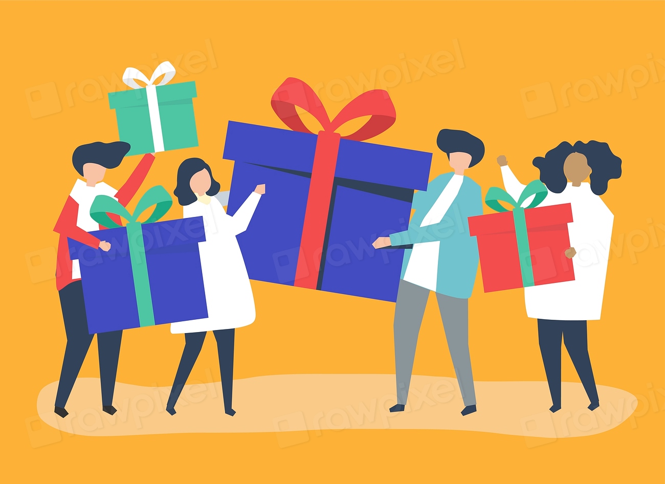 Friends exchanging gift boxes one | Premium Vector - rawpixel