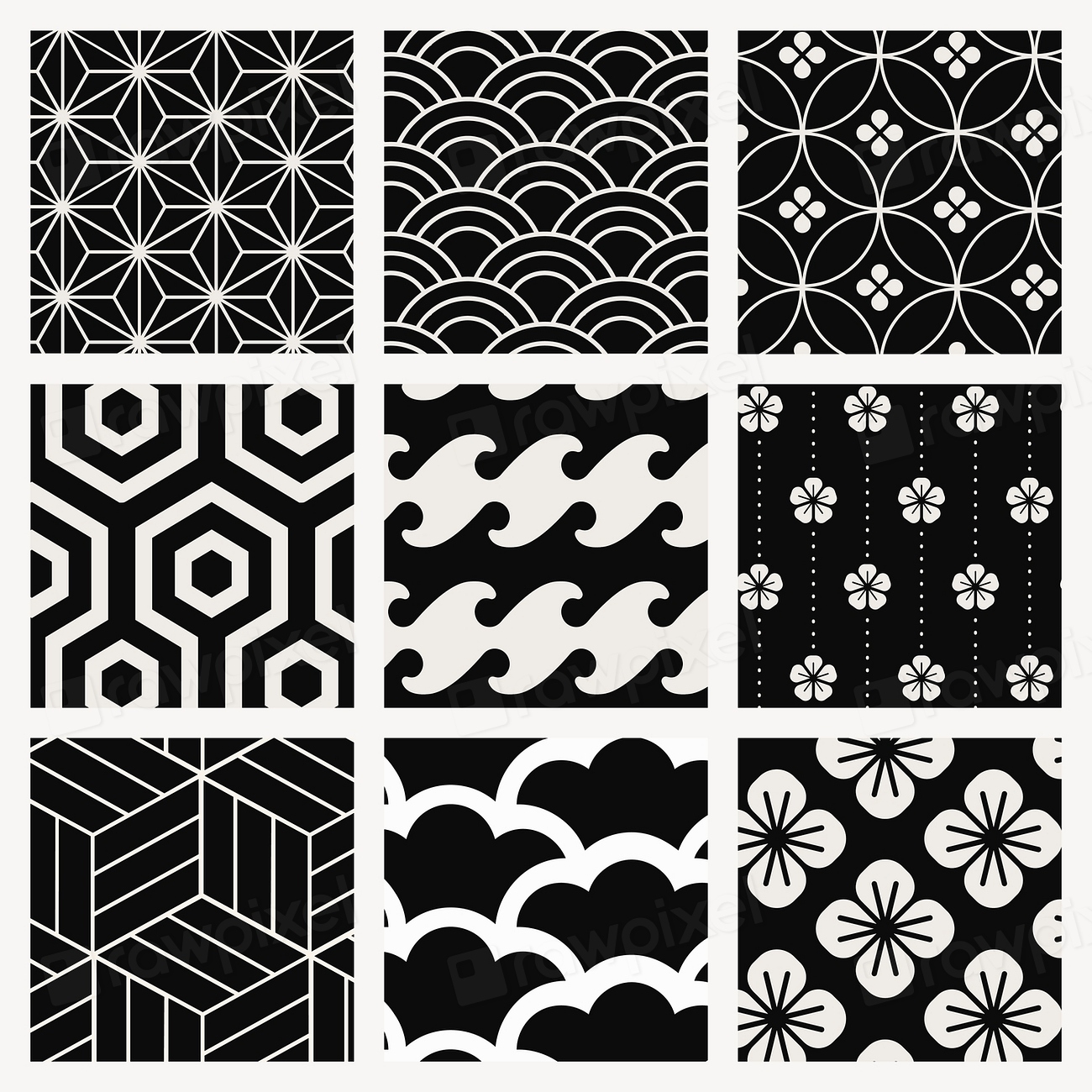 Japanese-inspired Pattern Vector Set 