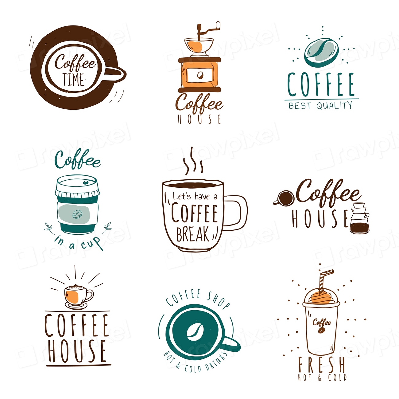 set-coffee-shop-logos-vector-premium-vector-rawpixel