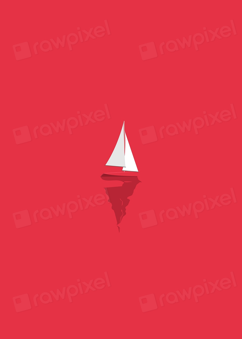 Sailing boat red background vector | Free Vector - rawpixel
