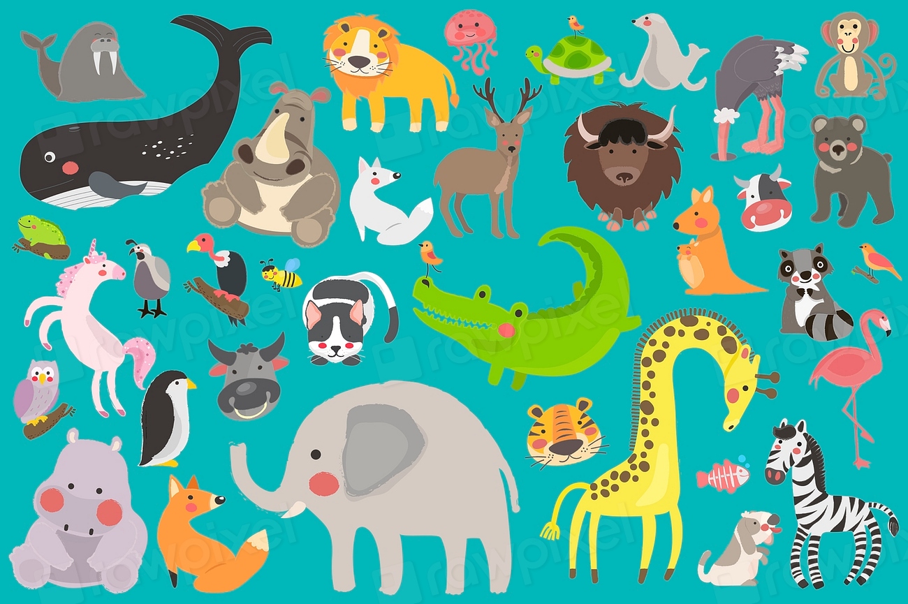 Cute illustration of wildlife animals | Premium Vector Illustration ...