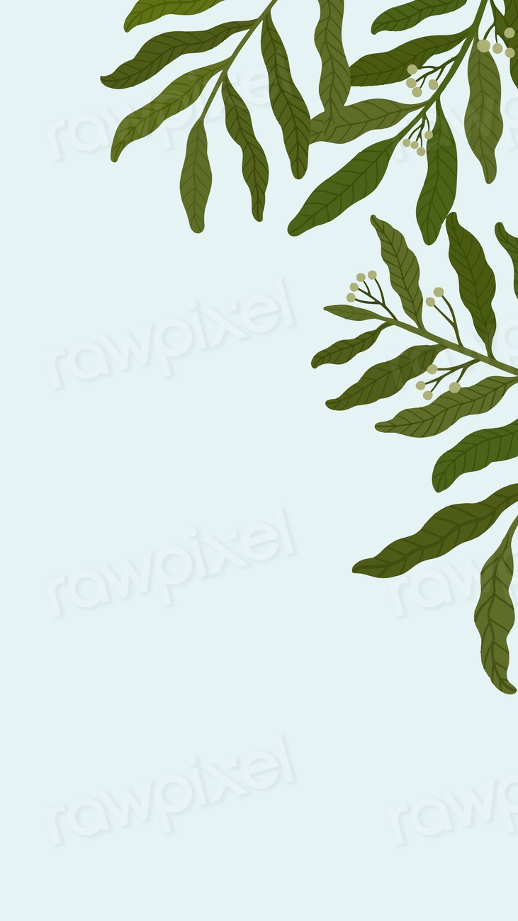 Botanical leafy copy space on a blue | Free Photo - rawpixel