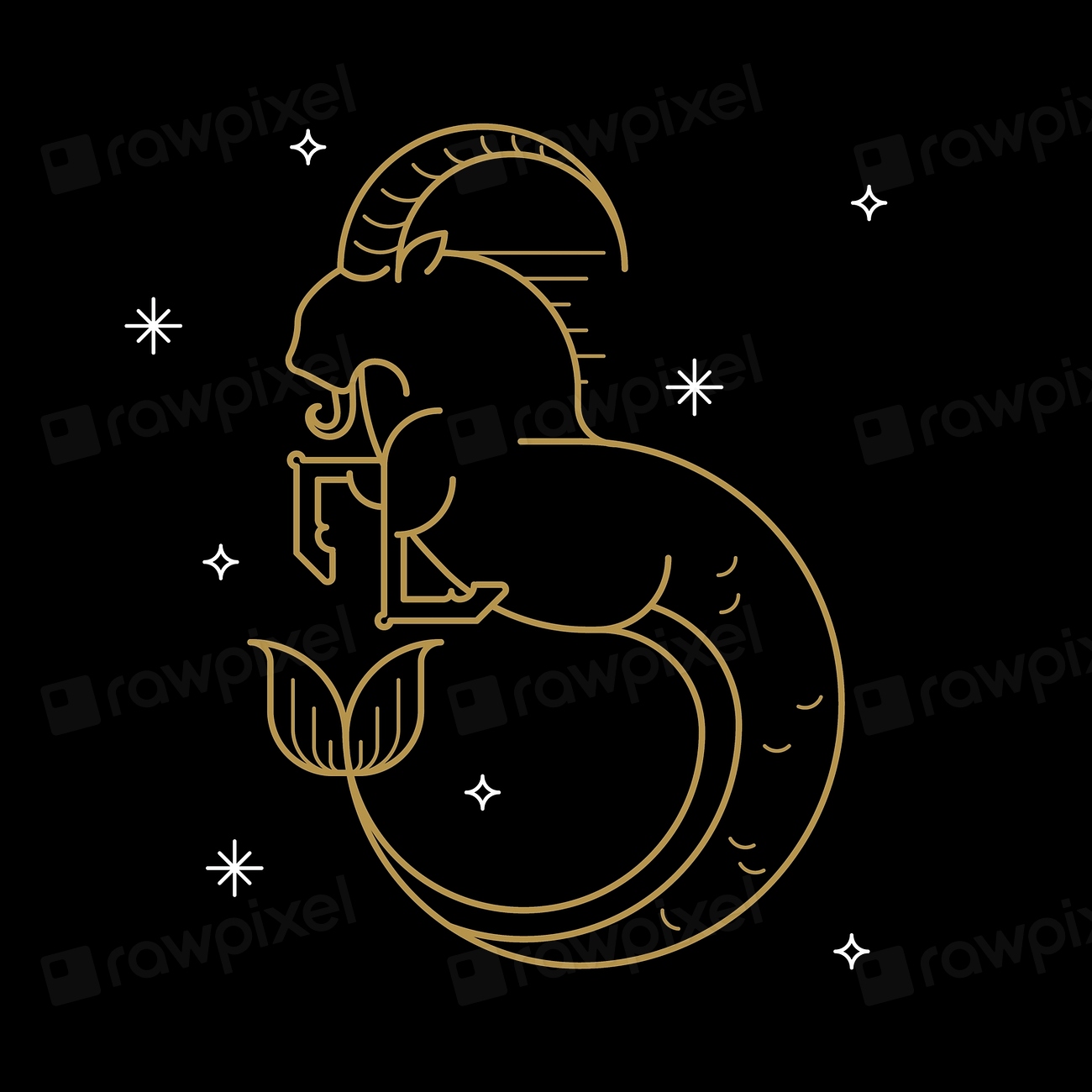 Gold Capricorn astrological sign black | Premium Vector - rawpixel