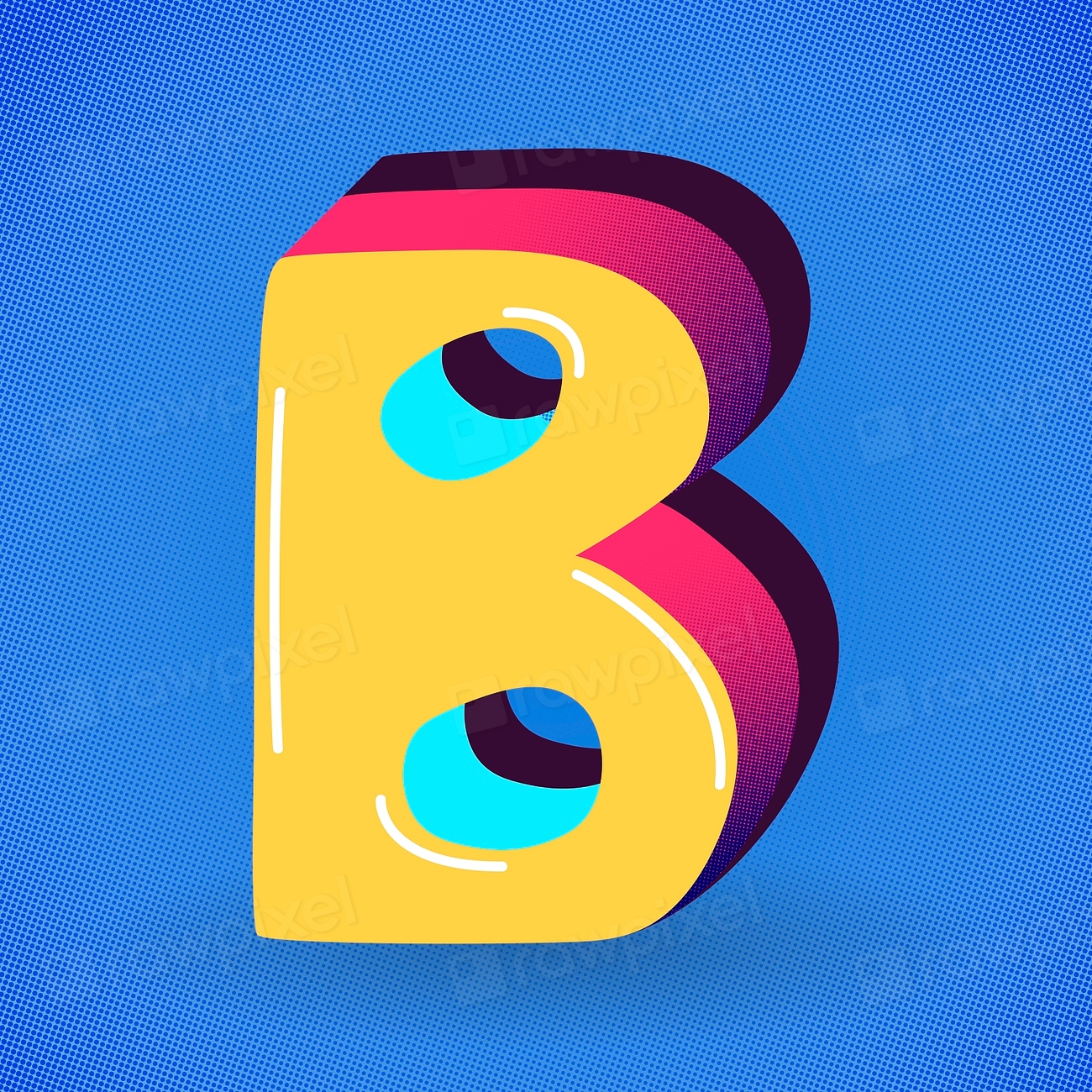 Letter B Yellow Funky Psd | Premium PSD - Rawpixel