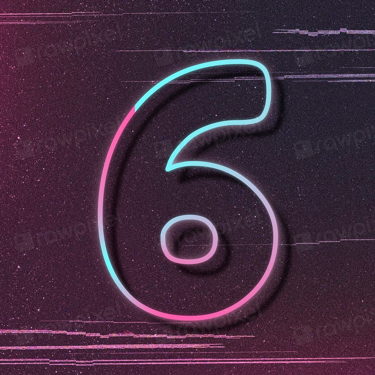 Number 6 pink neon font | Premium PSD - rawpixel