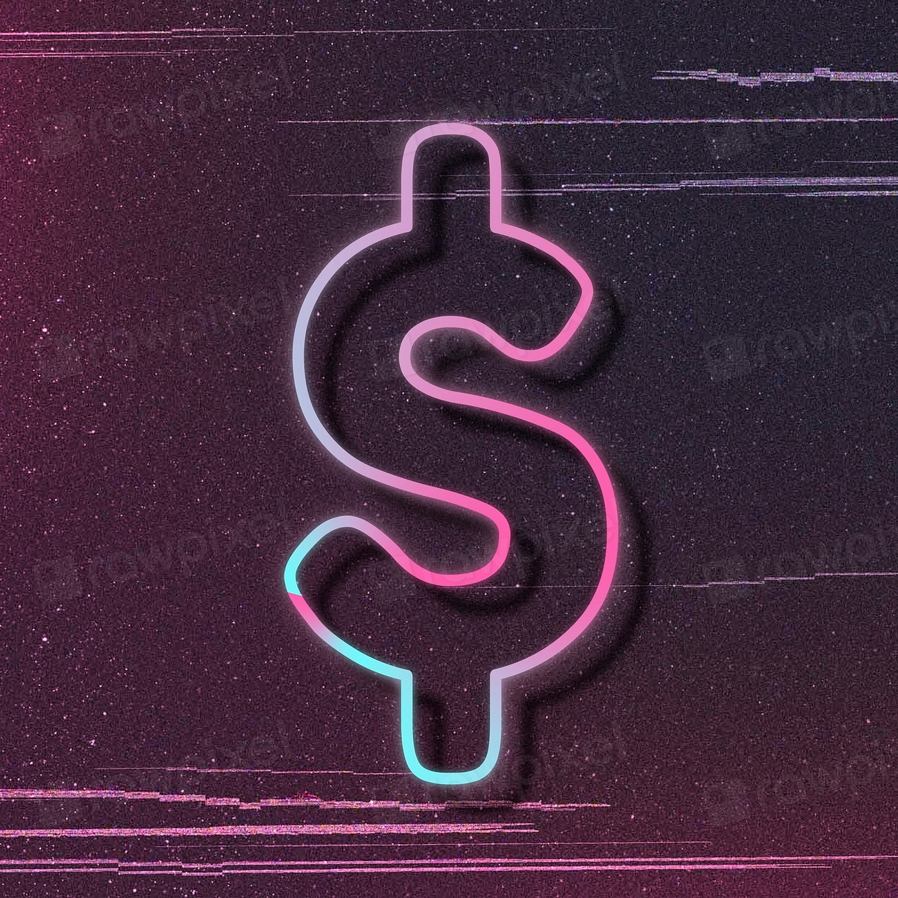 Pink neon glow dollar sign | Free PSD - rawpixel
