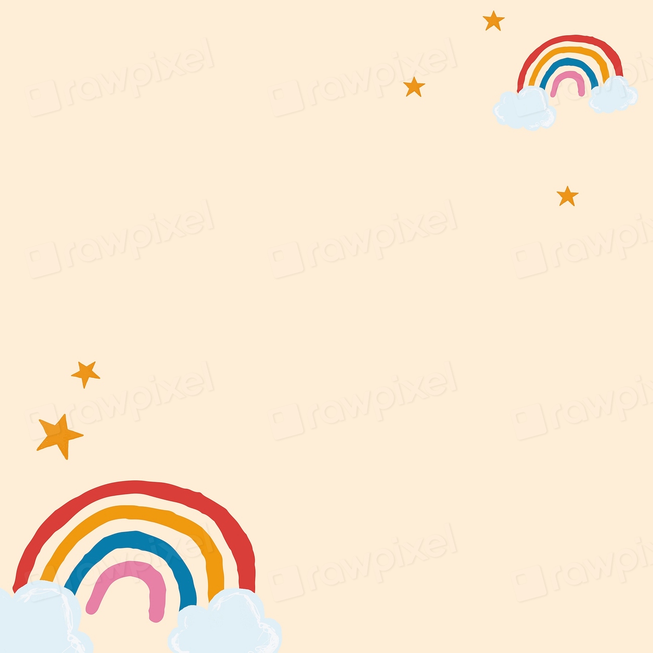 Cute rainbow frame psd in beige | Premium PSD - rawpixel