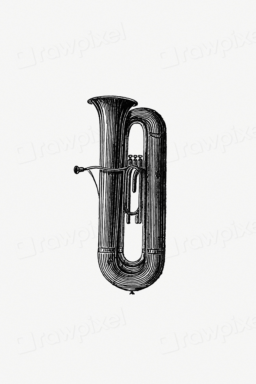 Vintage European style trumpet engraving Premium PSD Illustration rawpixel
