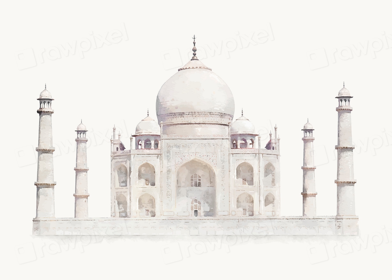 Watercolor Taj Mahal clipart, aesthetic | Premium Vector Illustration ...