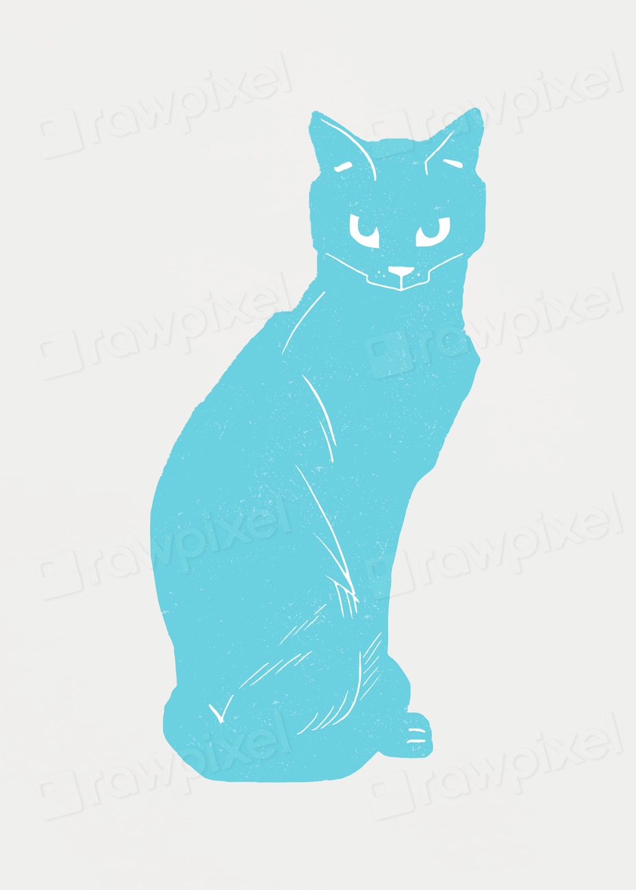 Vintage light blue cat vector | Premium Vector - rawpixel