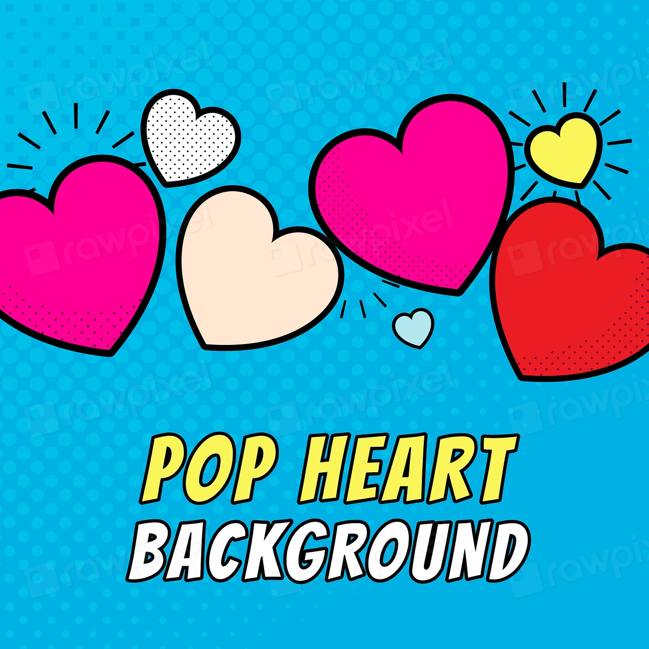 Pop heart background design vector | Free Vector - rawpixel