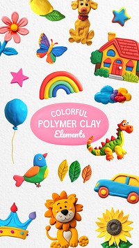Colorful polymer clay elements Pinterest | Premium Editable Design