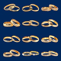 Elegant gold wedding rings  set psd