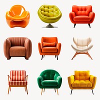 Colorful modern armchairs  set psd