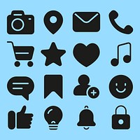 Essential icons for digital communication set psd