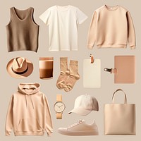 Neutral-toned clothing and accessories set psd