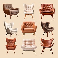 Stylish mid-century modern chairs set psd