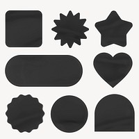 Black shape  elements set psd