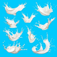 Milk splashes set psd