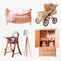 Elegant baby nursery furniture  set psd