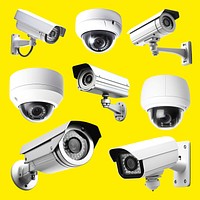 Various modern security cameras displayed. set psd