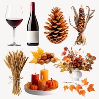 Autumn harvest decor elements set psd