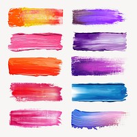 Colorful paint brush stroke  set psd