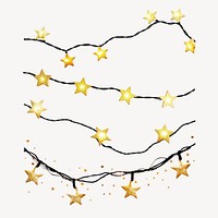 Golden star string lights decor set psd