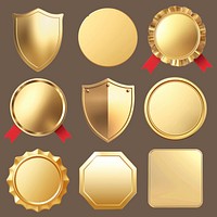 Golden award badges  set psd