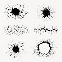 Cracked surface  illustrations set psd