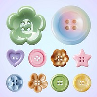 Colorful assorted sewing buttons  set psd